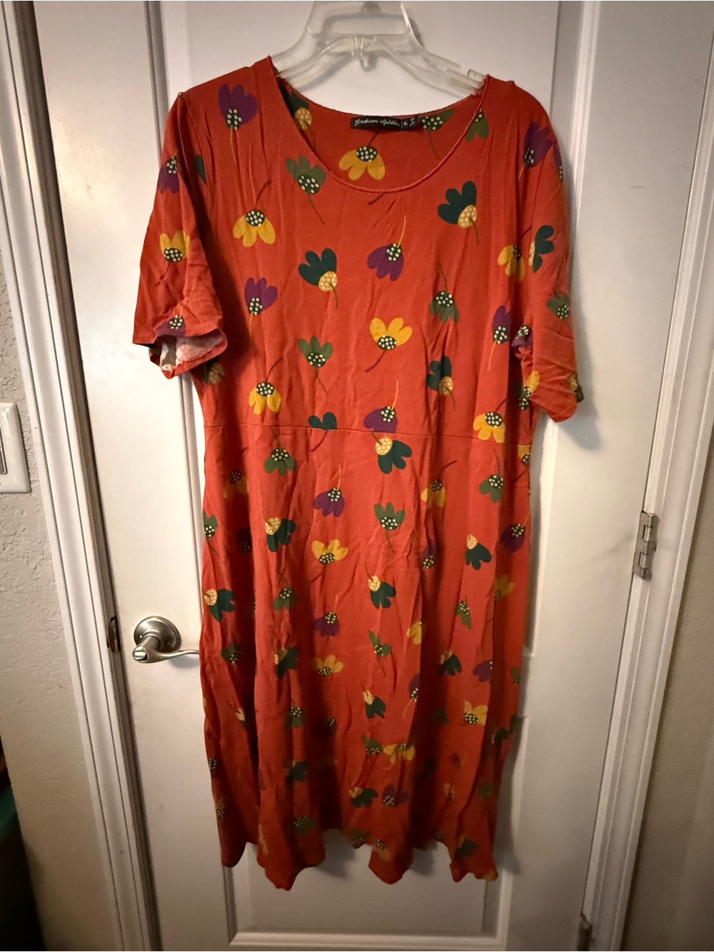 Gudrun Sjoden Orange Floral Midi Dress - EUC
